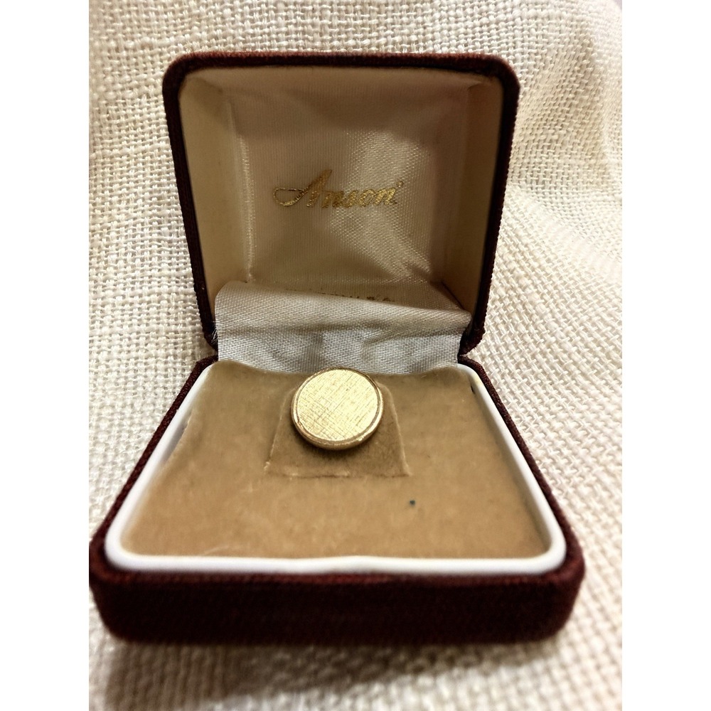 Vintage Anson Gold Tone Oval Tie Tack Chain Bar Mens Lapel Pin Made In USA - Picture 5 of 6